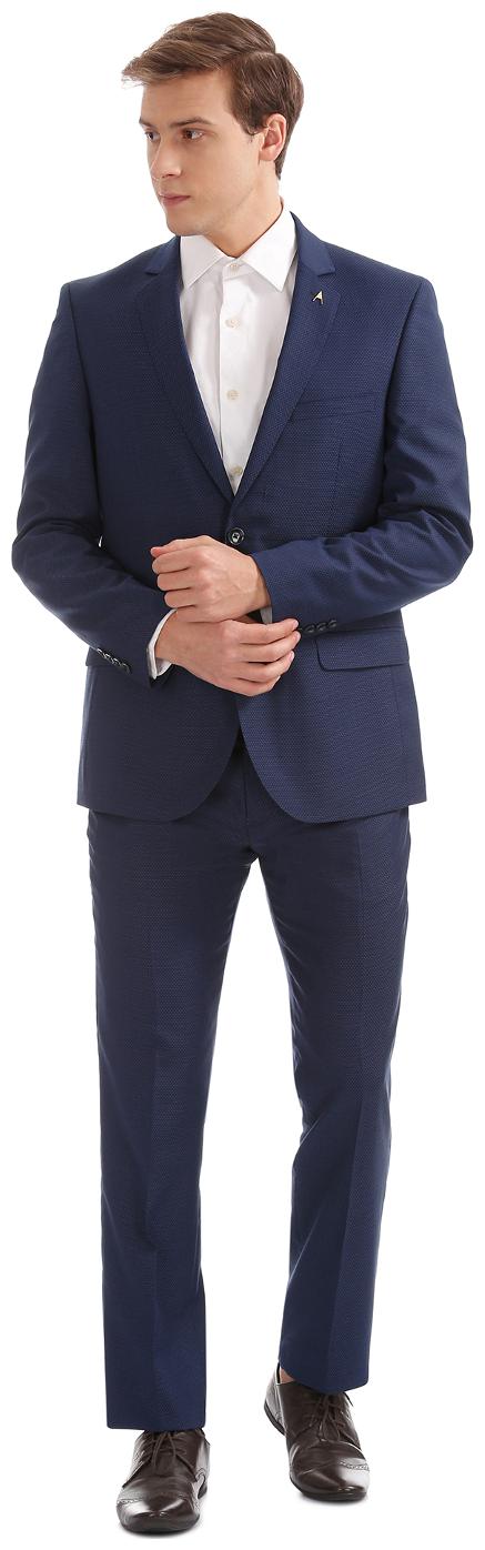

Arrow Blue Wool Patterned Single Breasted Suit