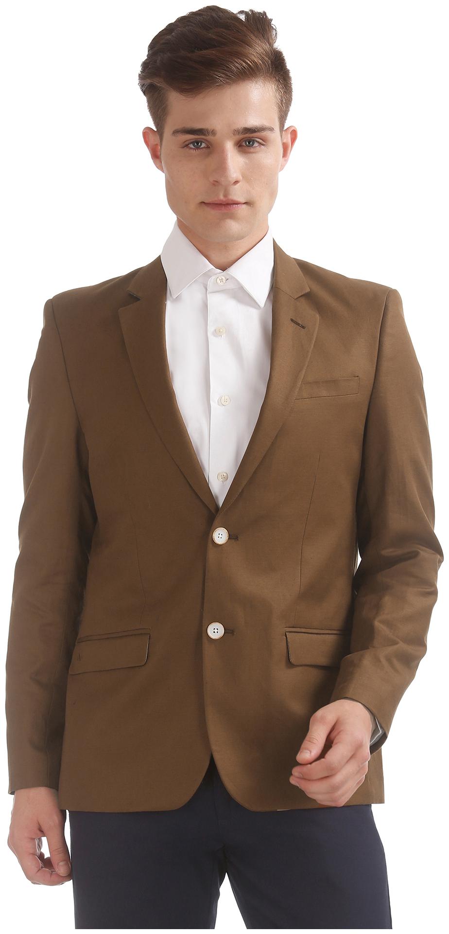 

Arrow Brown Linen Regular Fit Blazer With