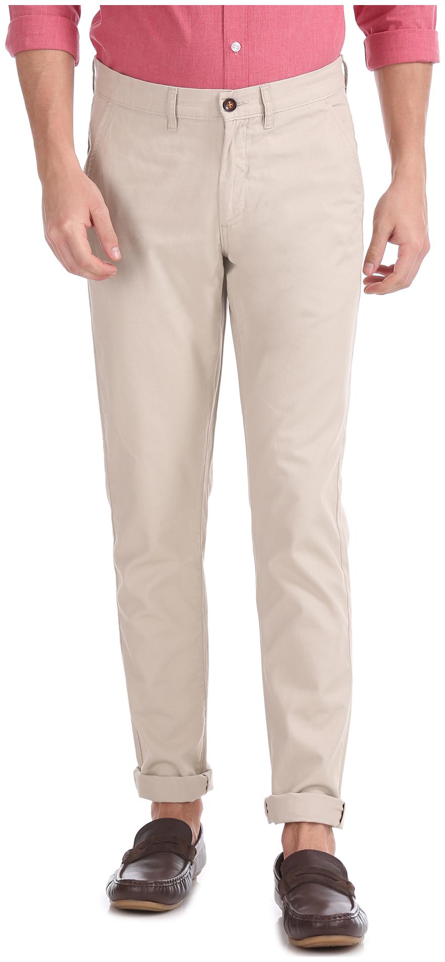 

Arrow Men Beige Solid Slim fit Regular trousers