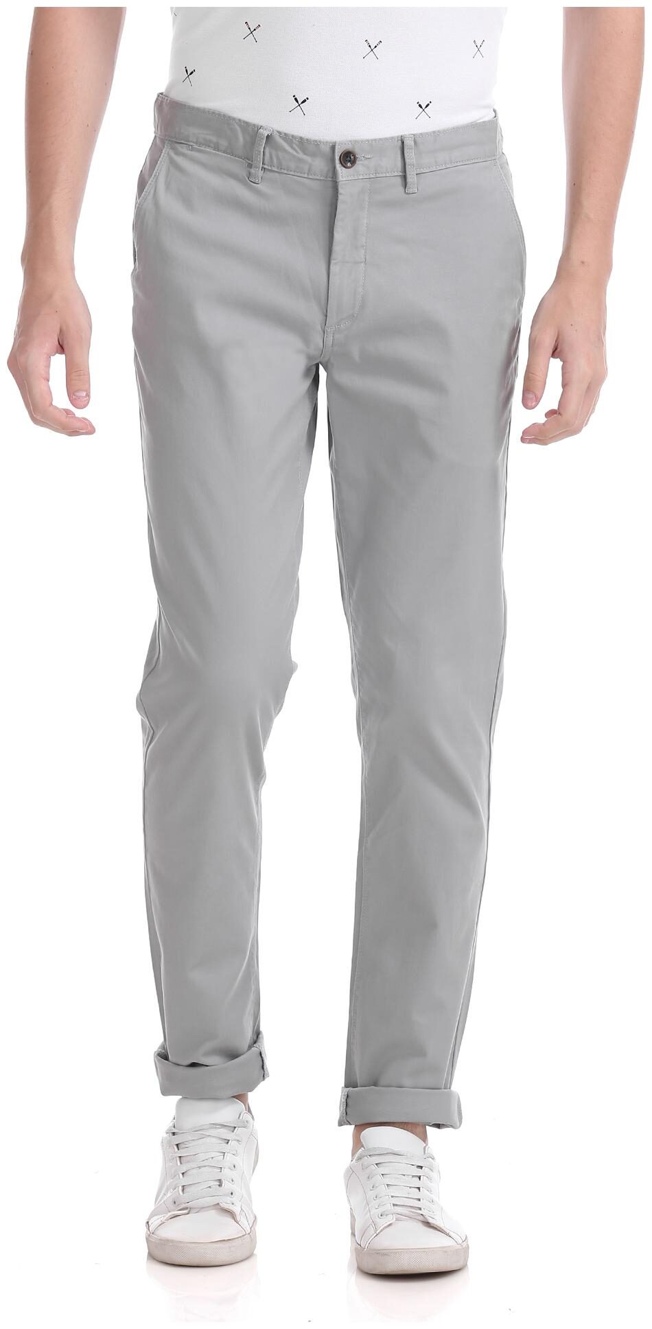

Arrow Men Grey Solid Slim fit Regular trousers