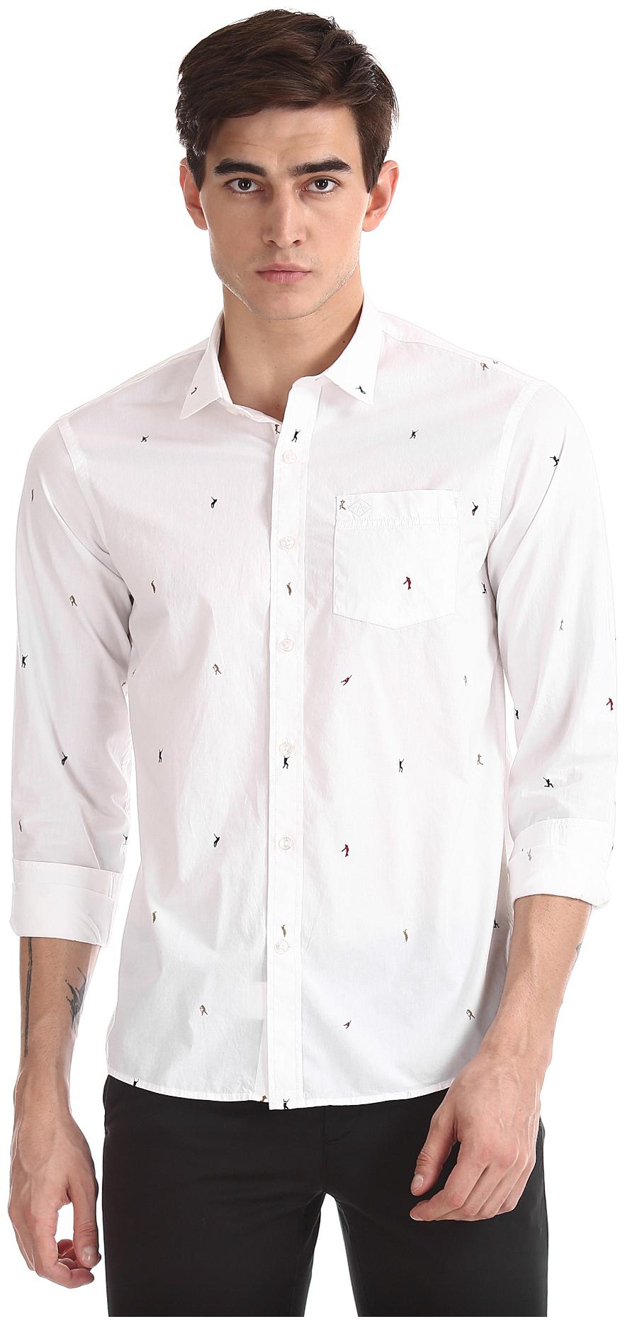 

Arrow Men White Printed Slim Fit Casual Shirt