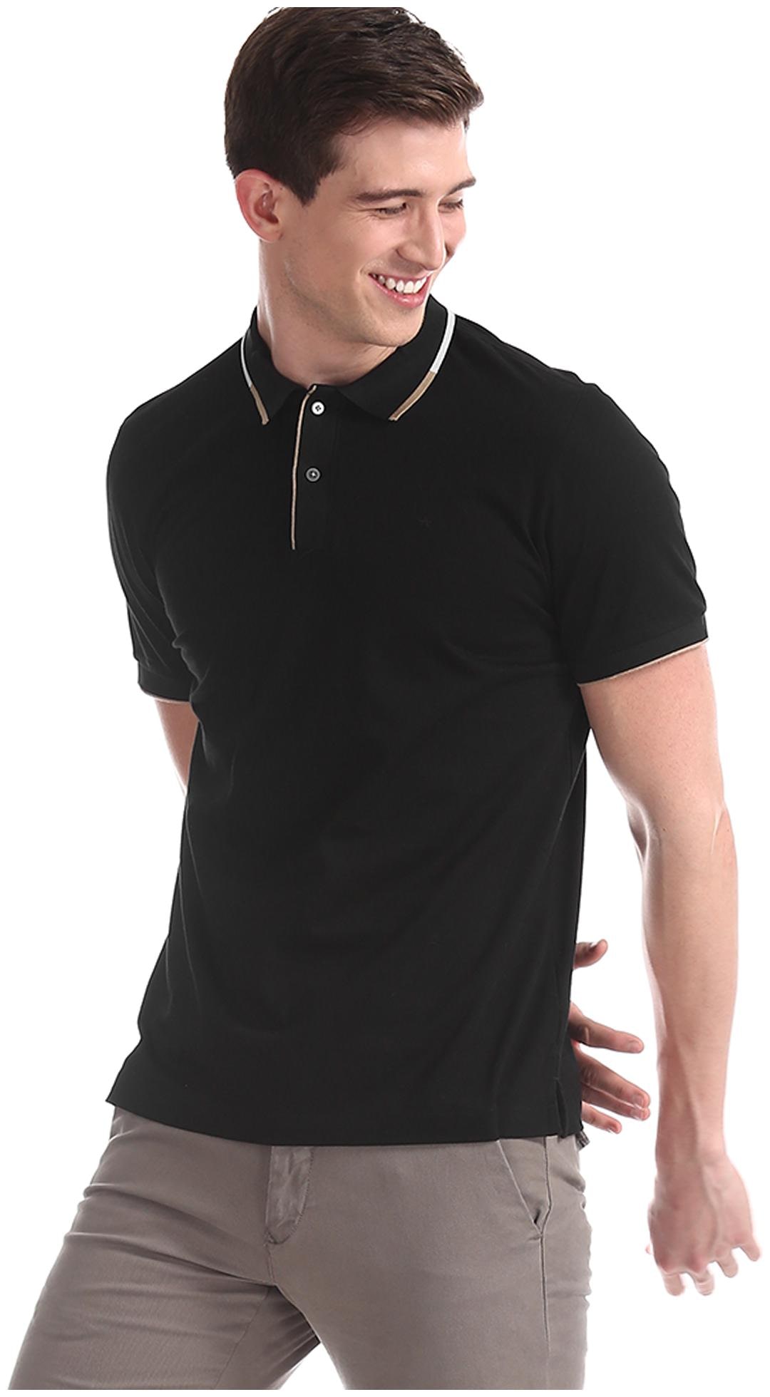 

Arrow Men Black Regular fit Cotton Polo collar T-Shirt - Pack Of 1