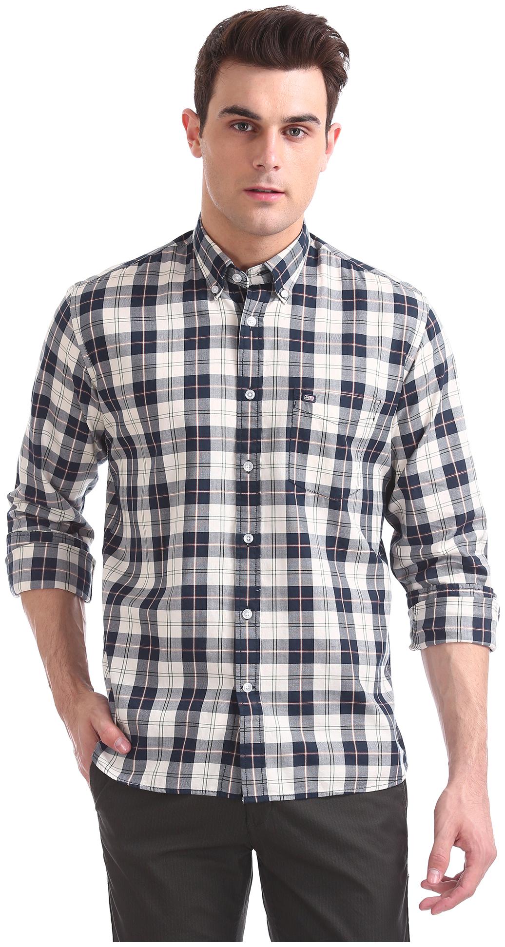 

Arrow Men Blue Checked Regular Fit Casual Shirt