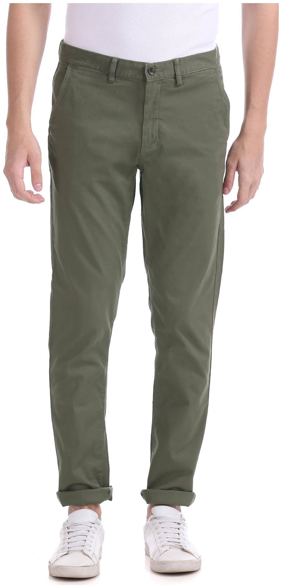 

Arrow Men Green Solid Slim fit Regular trousers