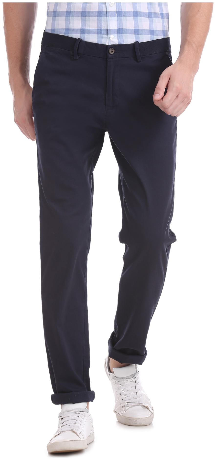 

Arrow Men Blue Solid Slim fit Regular trousers