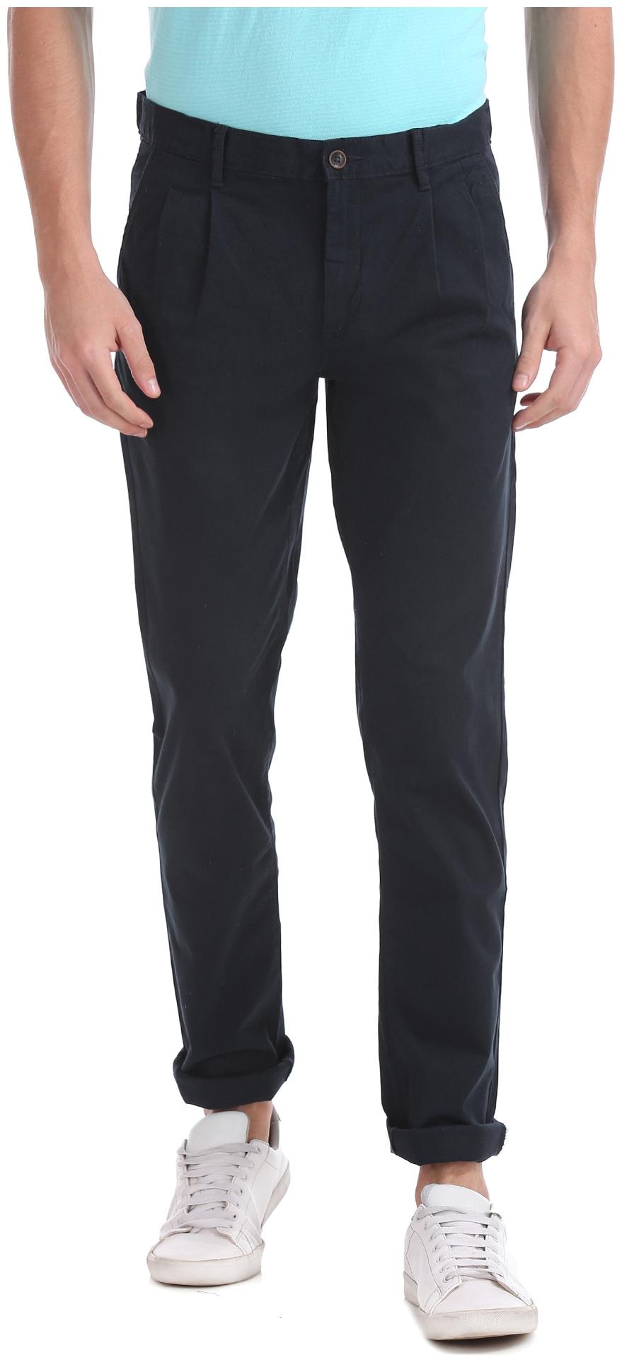 

Arrow Men Blue Solid Regular fit Regular trousers
