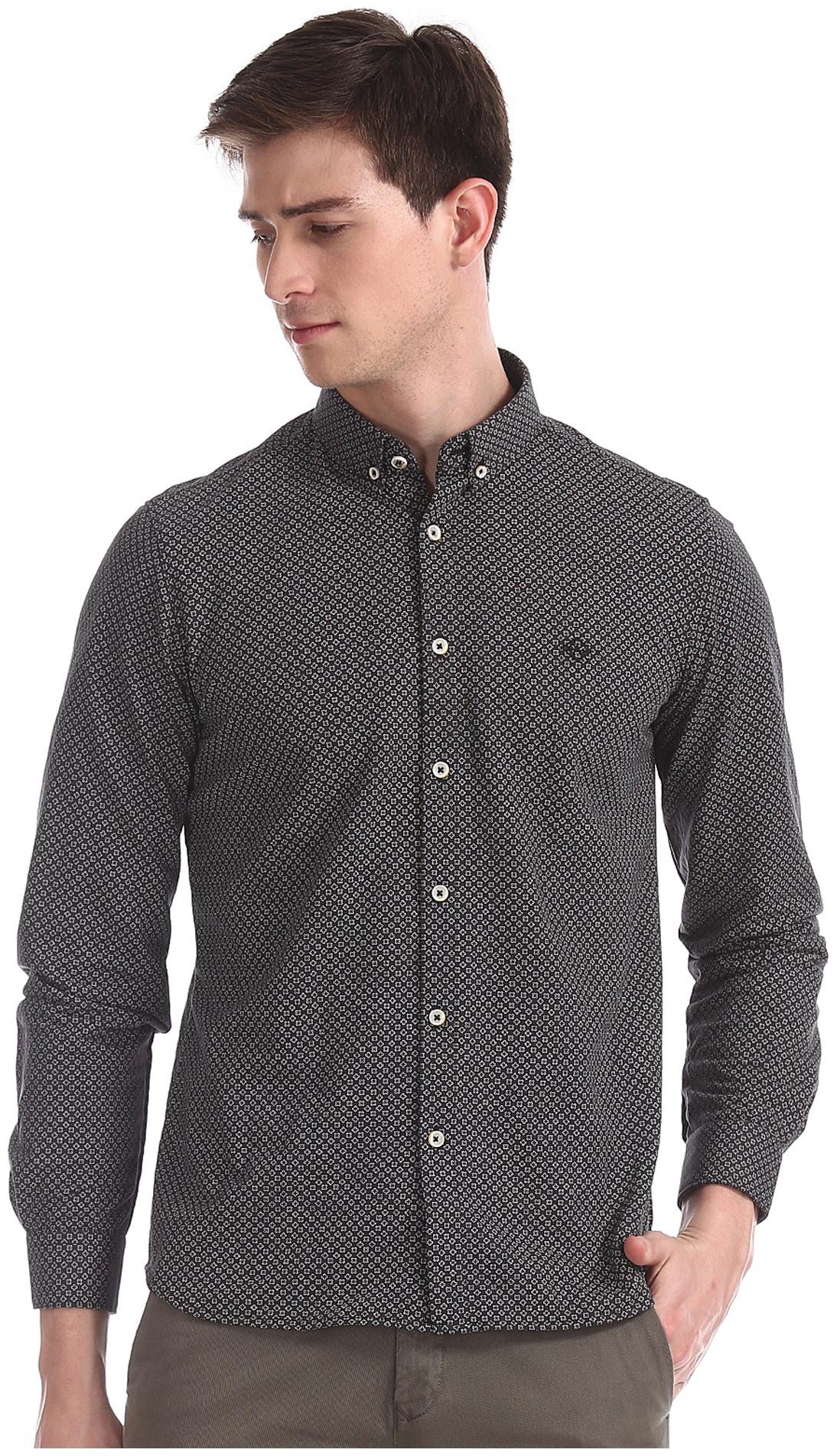 

Arrow Men Grey Printed Slim Fit Casual Shirt