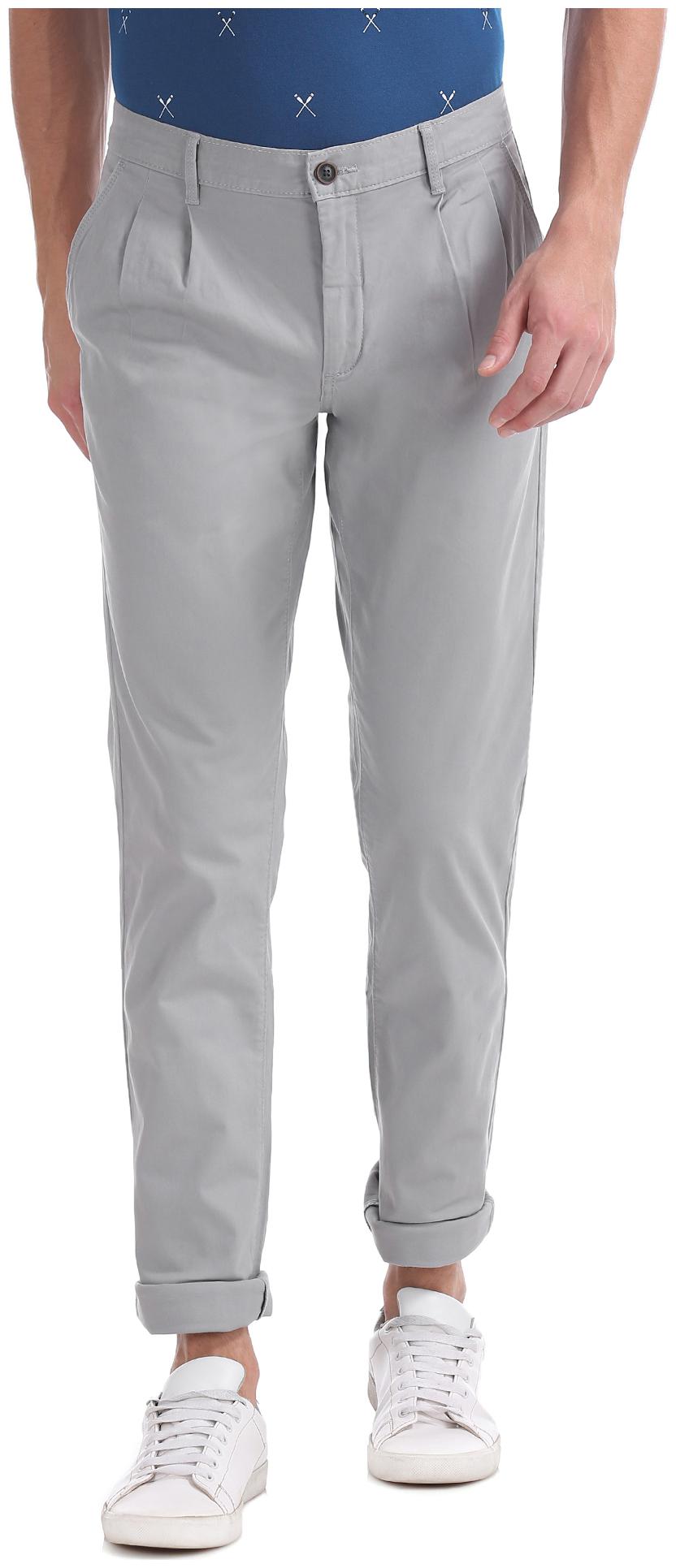 

Arrow Men Grey Solid Regular fit Regular trousers