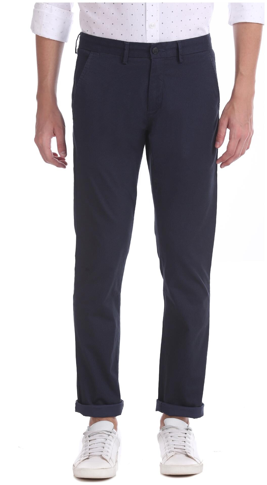 

Arrow Men Blue Printed Slim fit Regular trousers