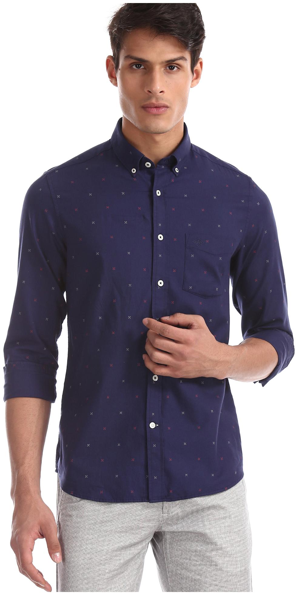 

Arrow Men Blue Printed Slim Fit Casual Shirt