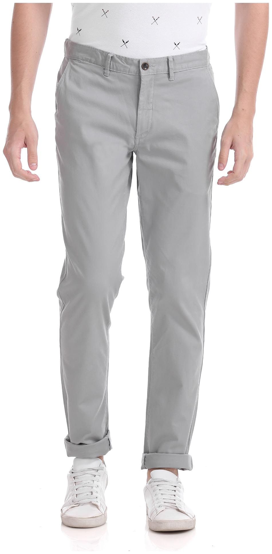 

Arrow Men Grey Solid Slim fit Regular trousers