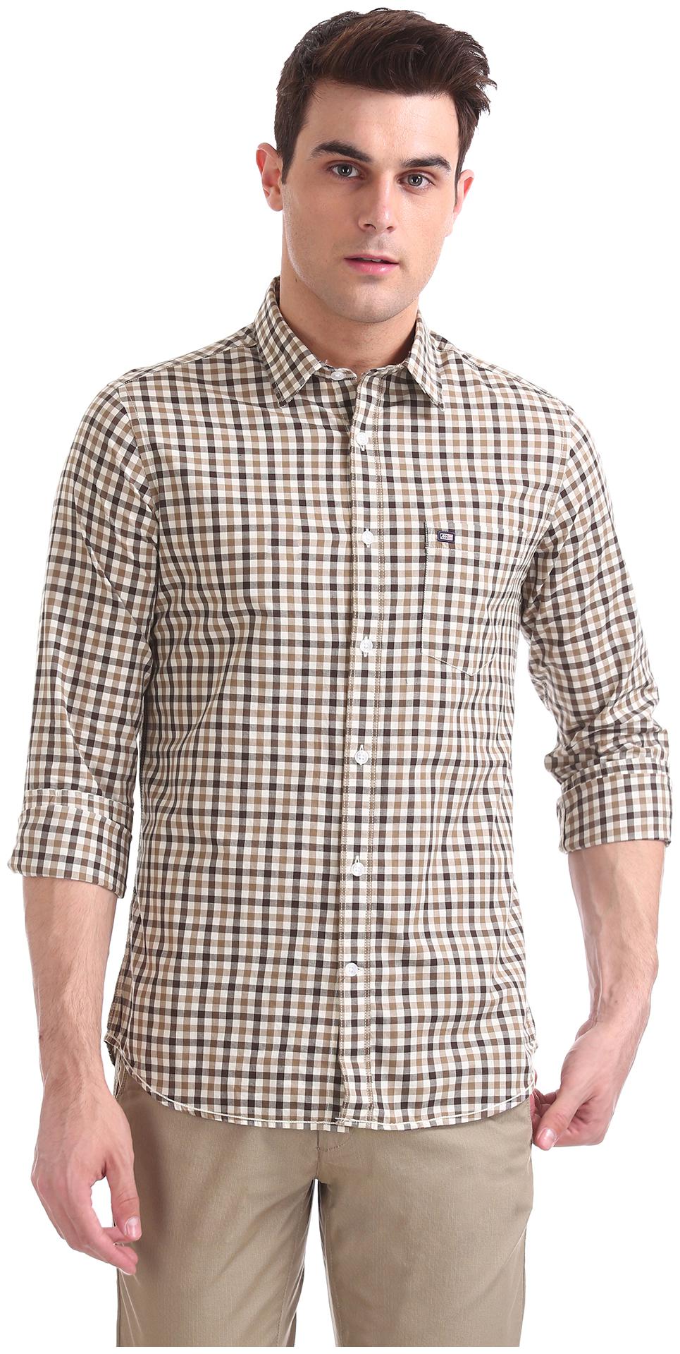 

Arrow Men Brown Checked Slim Fit Casual Shirt