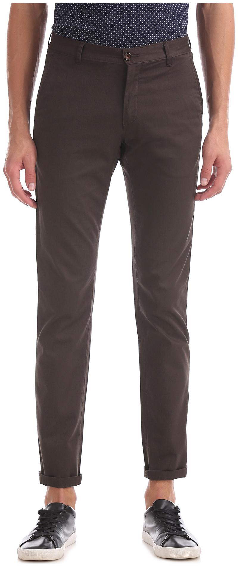 

Arrow Men Brown Solid Slim fit Regular trousers