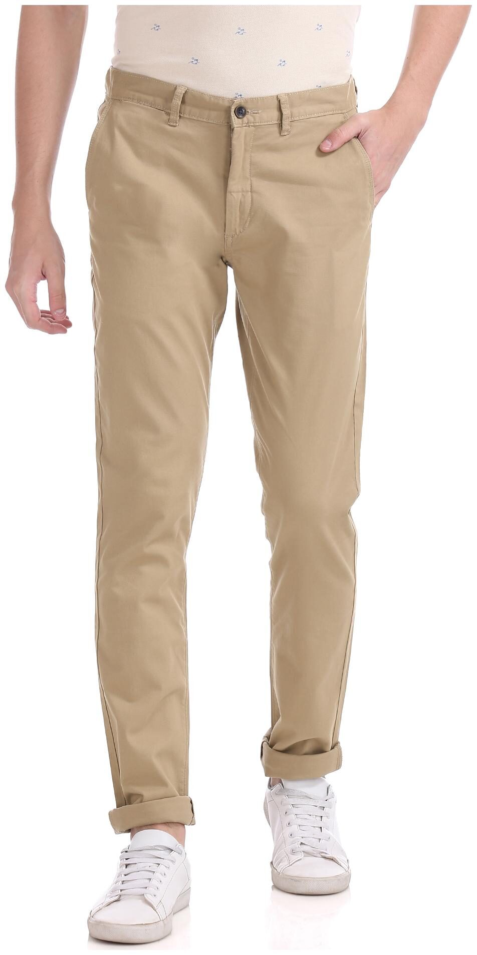 

Arrow Men Brown Solid Slim fit Regular trousers
