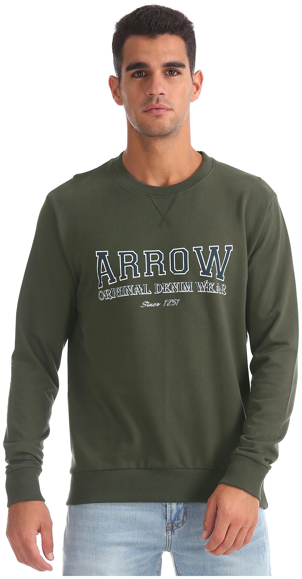 

Arrow Men Green Round neck Sweatshirt
