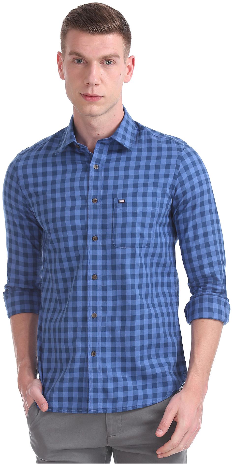 

Arrow Men Blue Checked Regular Fit Casual Shirt