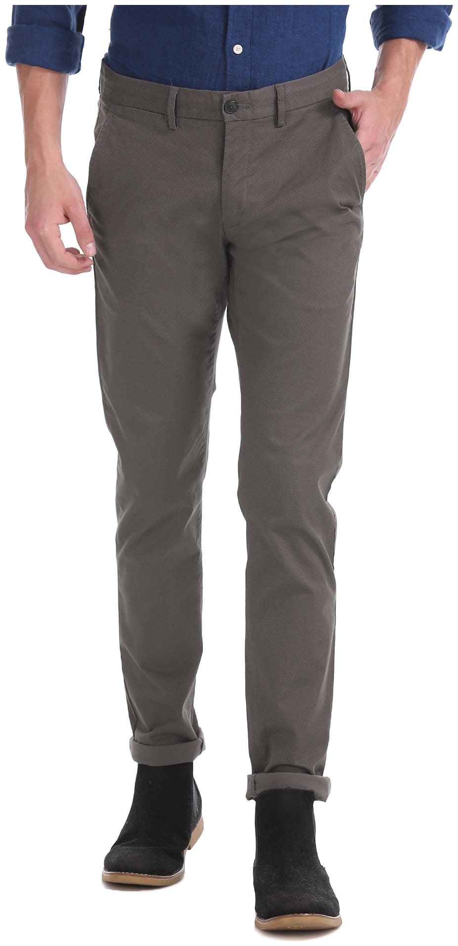 

Arrow Men Grey Printed Slim fit Regular trousers