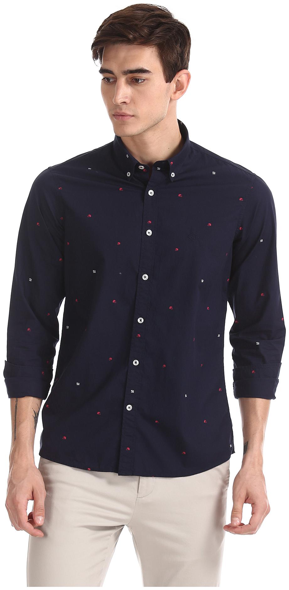 

Arrow Men Blue Printed Slim Fit Casual Shirt