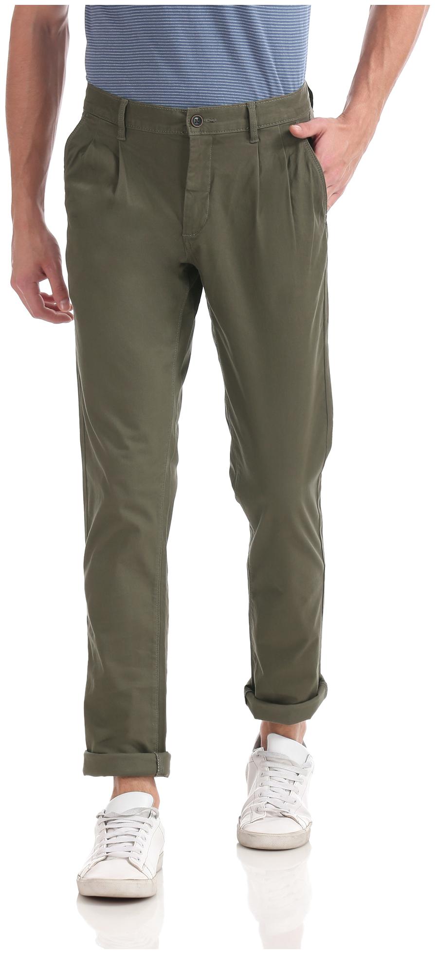 

Arrow Men Green Solid Regular fit Regular trousers