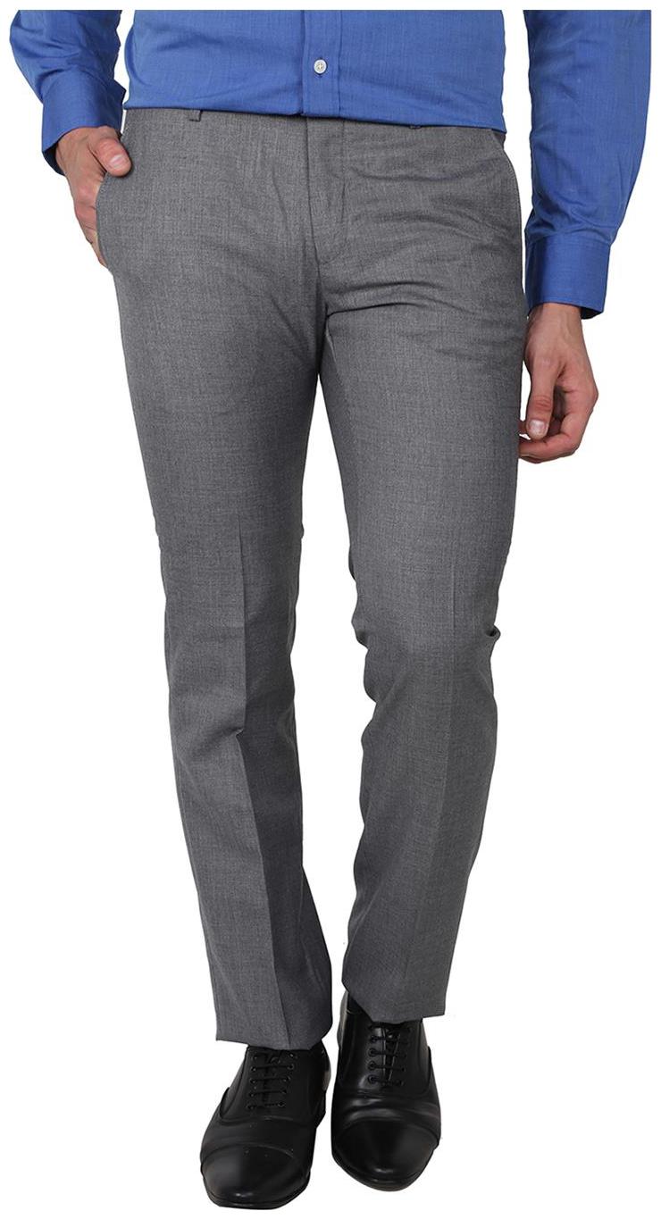 

Arrow Men Grey Solid Slim fit Regular trousers