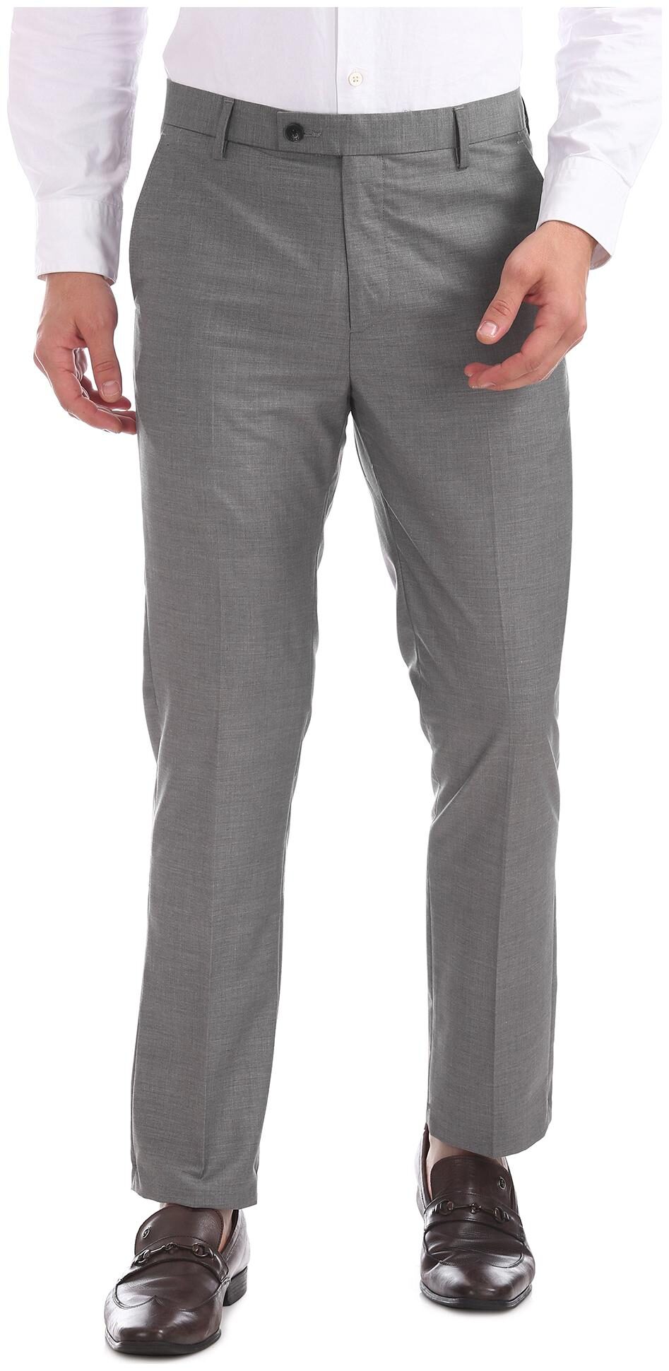 

Arrow Men Solid Tapered Fit Formal Trouser - Grey