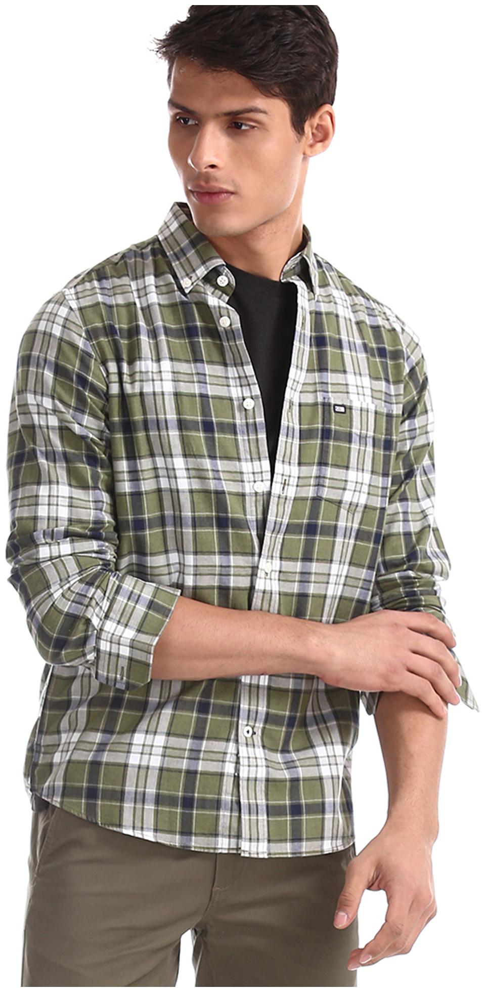 

Arrow Men Green Checked Slim Fit Casual Shirt