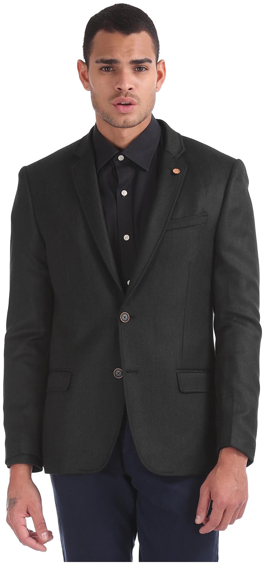 

Arrow Men Grey Textured Slim fit Single Breasted Blazer