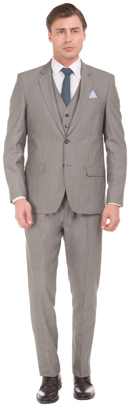 

Arrow Grey Polyester Solid Long sleeves Single Breasted Three Piece Suit