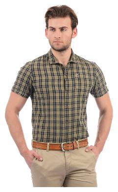Arrow Blue Jean Men Brown Checked Super Slim Fit Casual Shirt