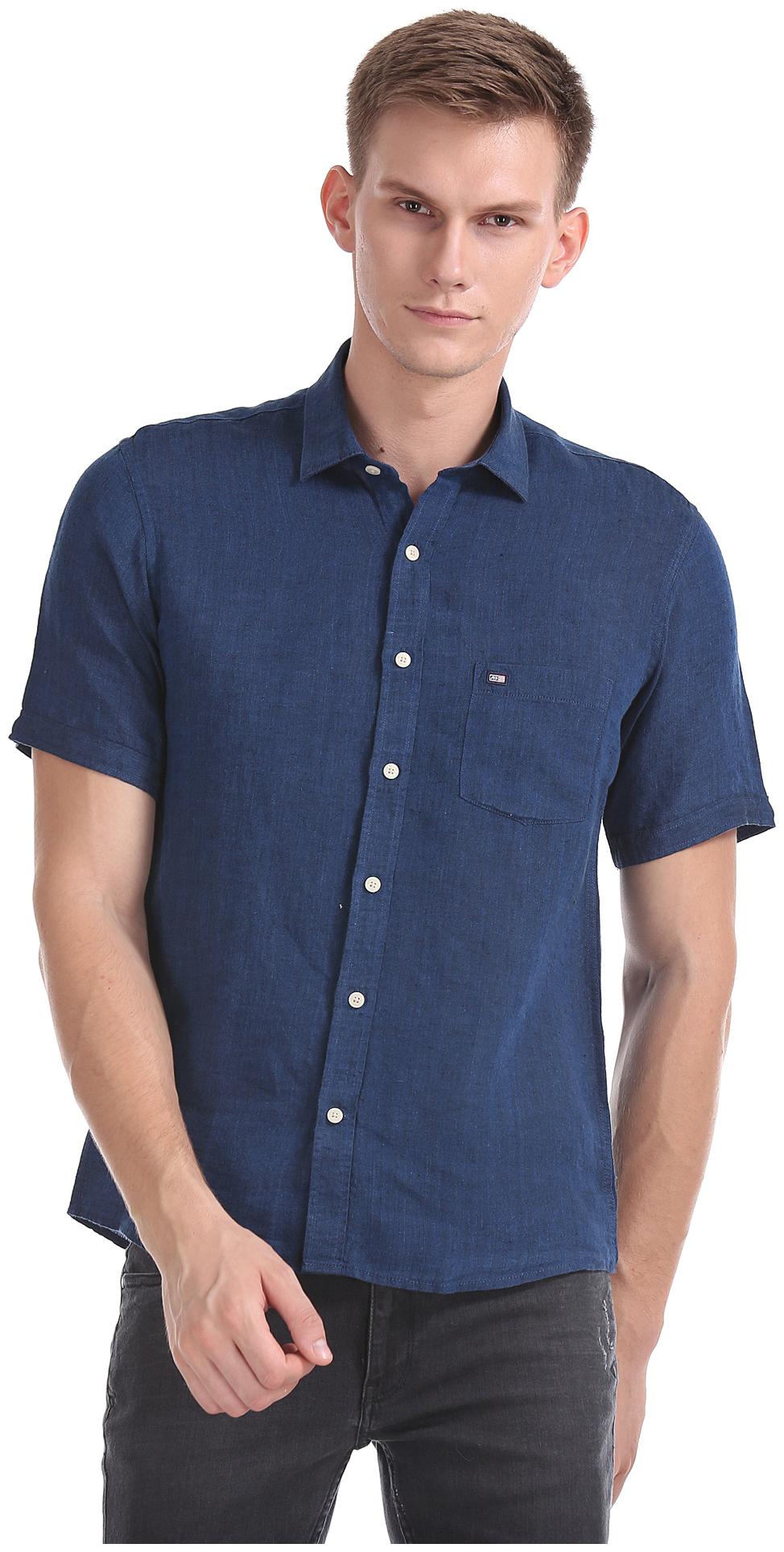 

Arrow Men Blue Solid Regular Fit Casual Shirt