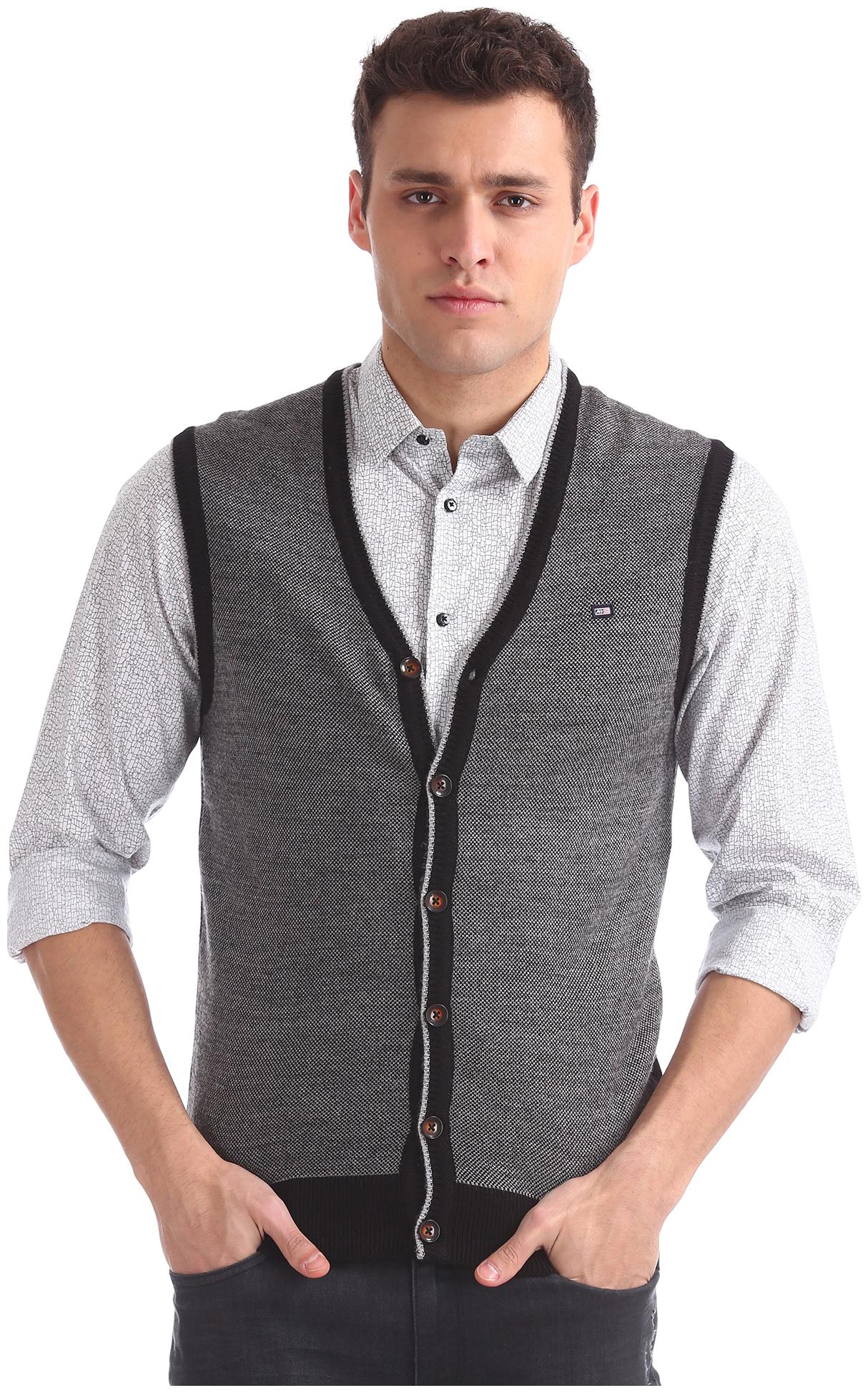 

Arrow Men Black V neck Cardigan
