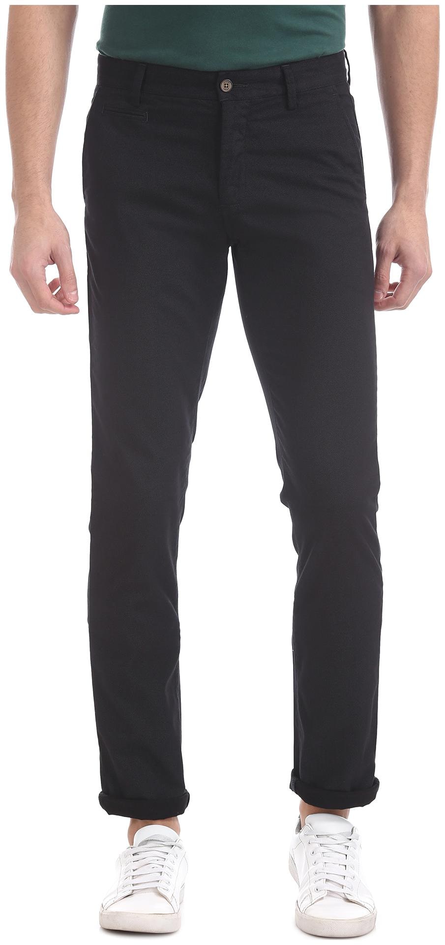 

Arrow Men Black Printed Slim fit Regular trousers