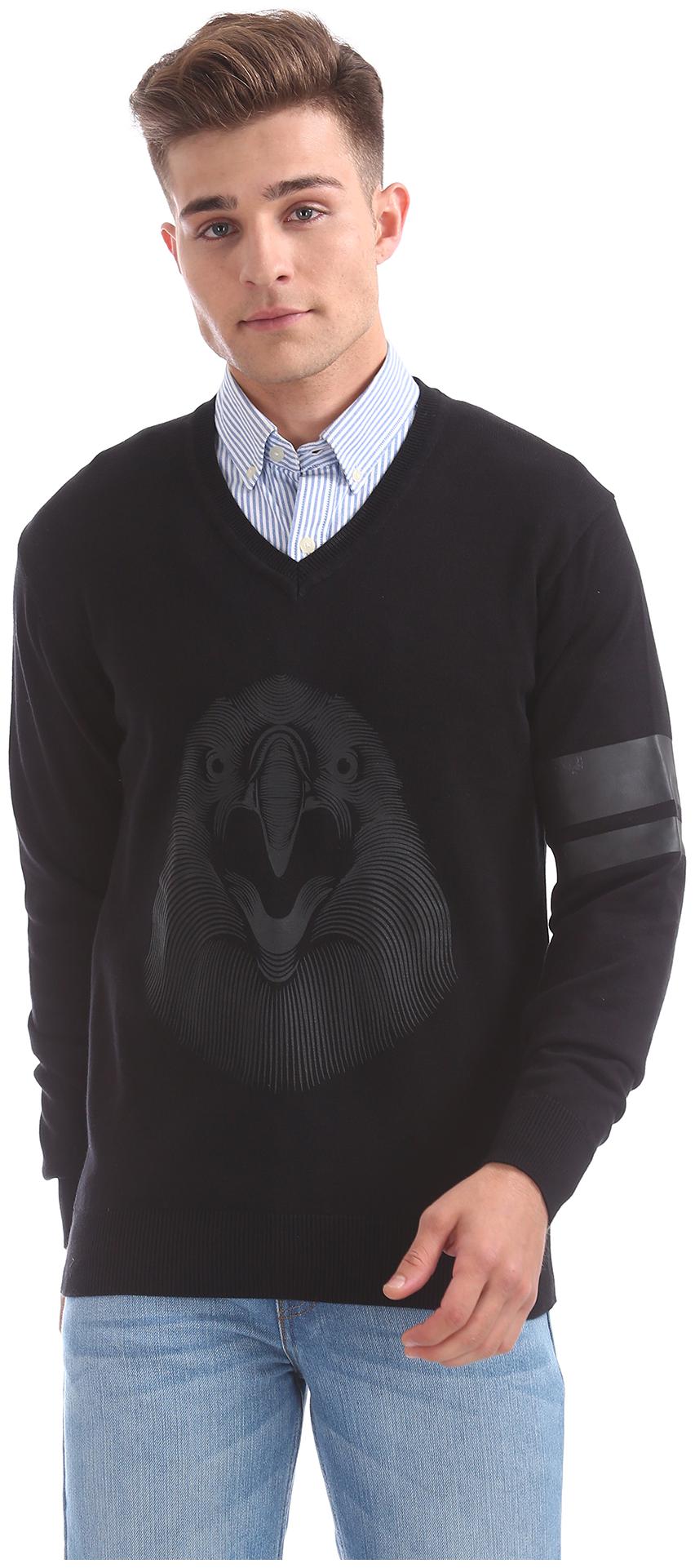 

Arrow Men Black V neck Pullover