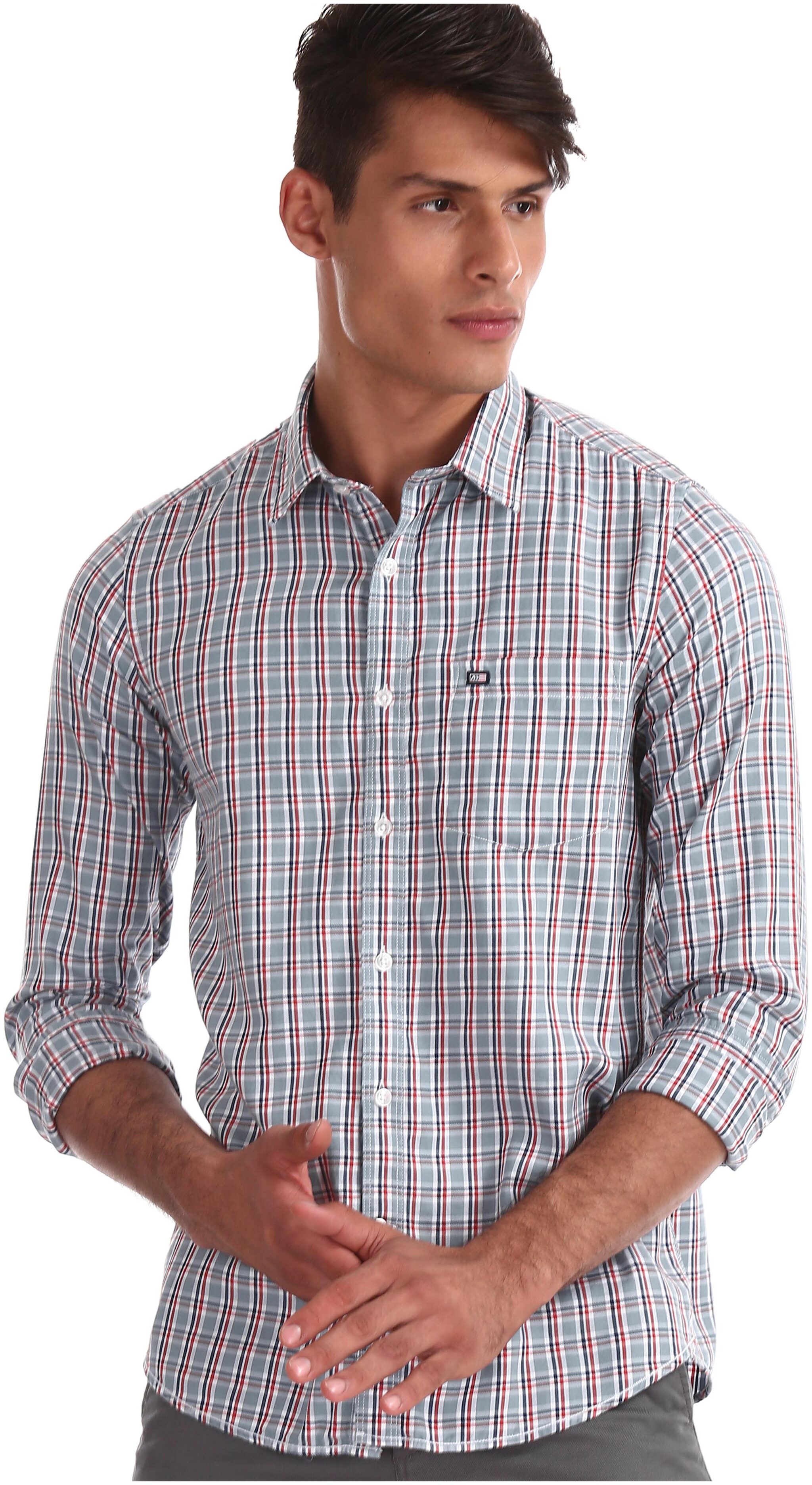 

Arrow Men Grey Checked Slim Fit Casual Shirt