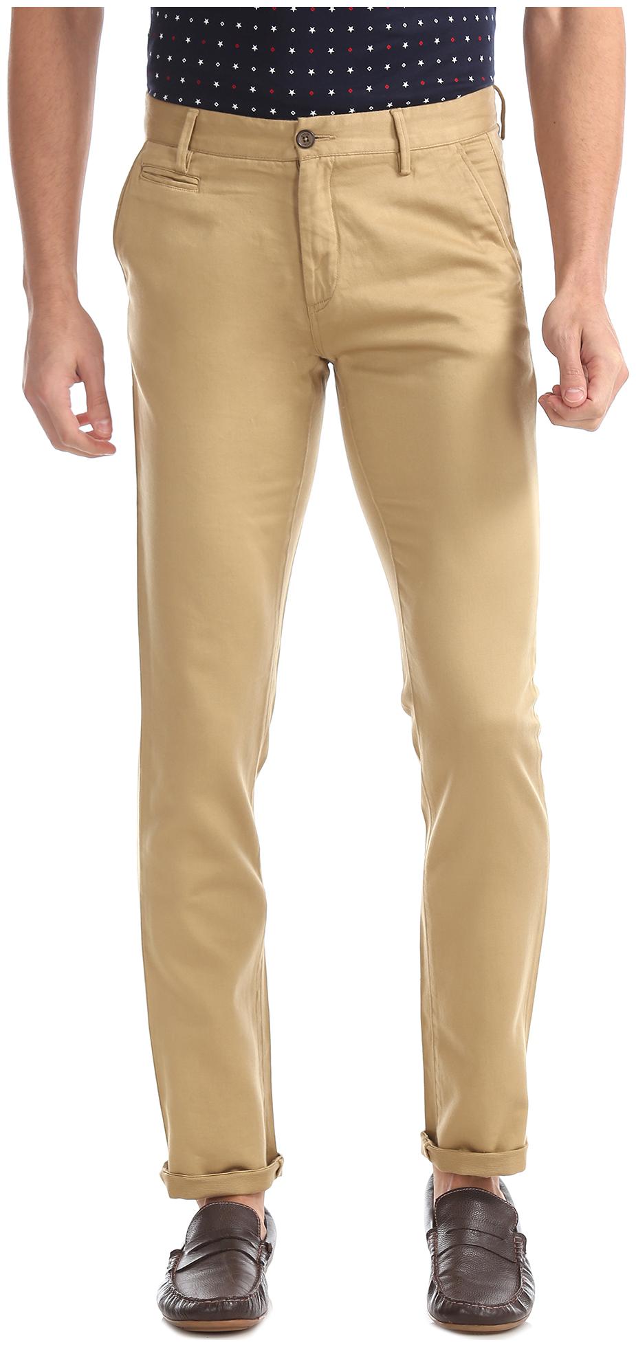 

Arrow Men Beige Solid Slim fit Regular trousers