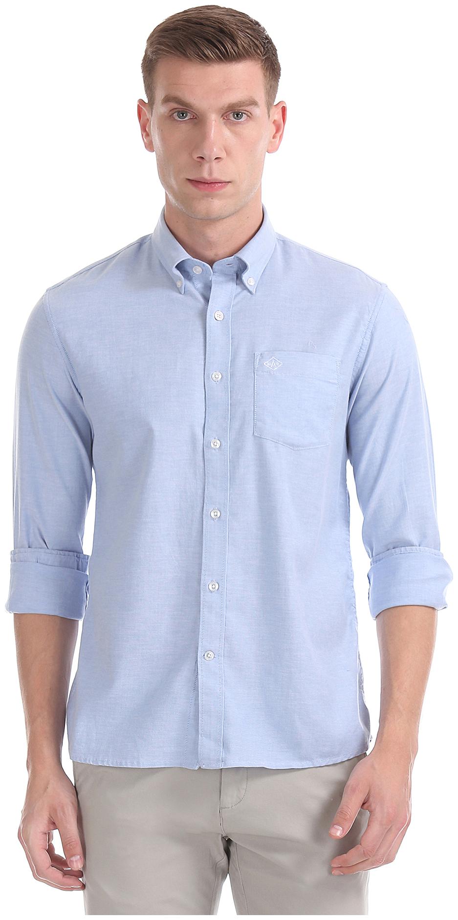 

Arrow Men Blue Solid Slim Fit Casual Shirt