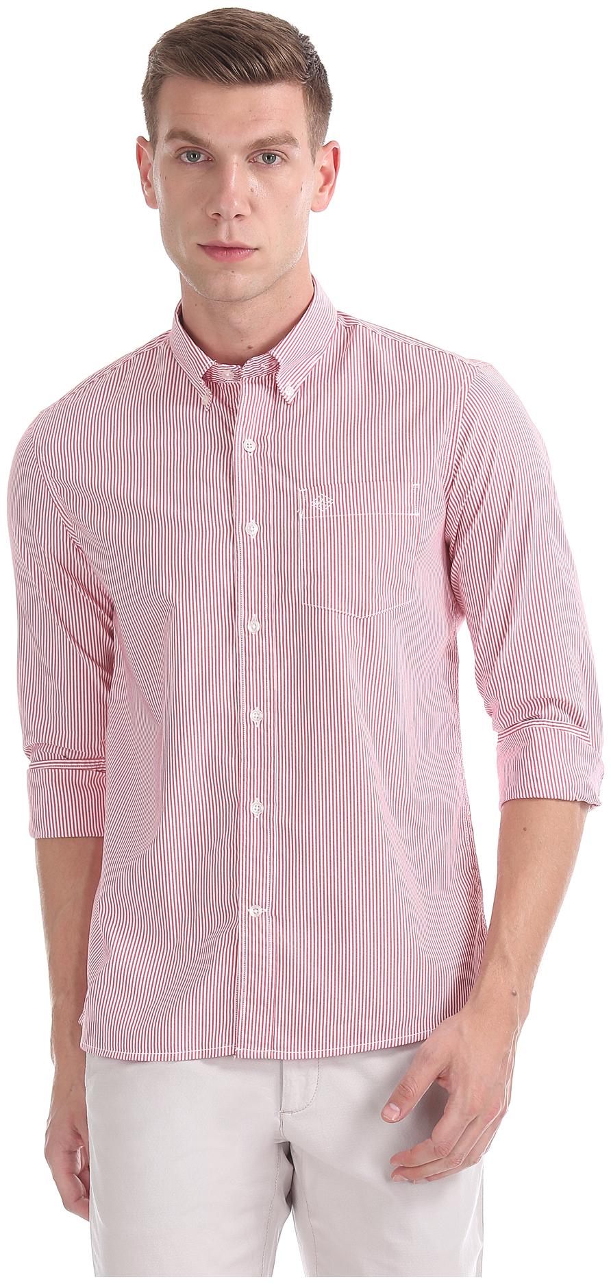 

Arrow Men Red Vertical Stripes Slim Fit Casual Shirt