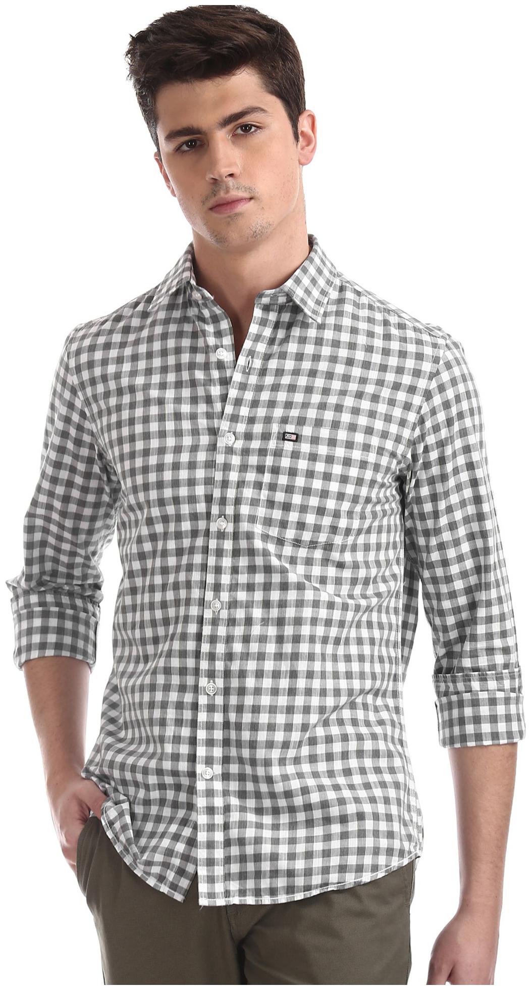 

Arrow Men Grey Checked Slim Fit Casual Shirt