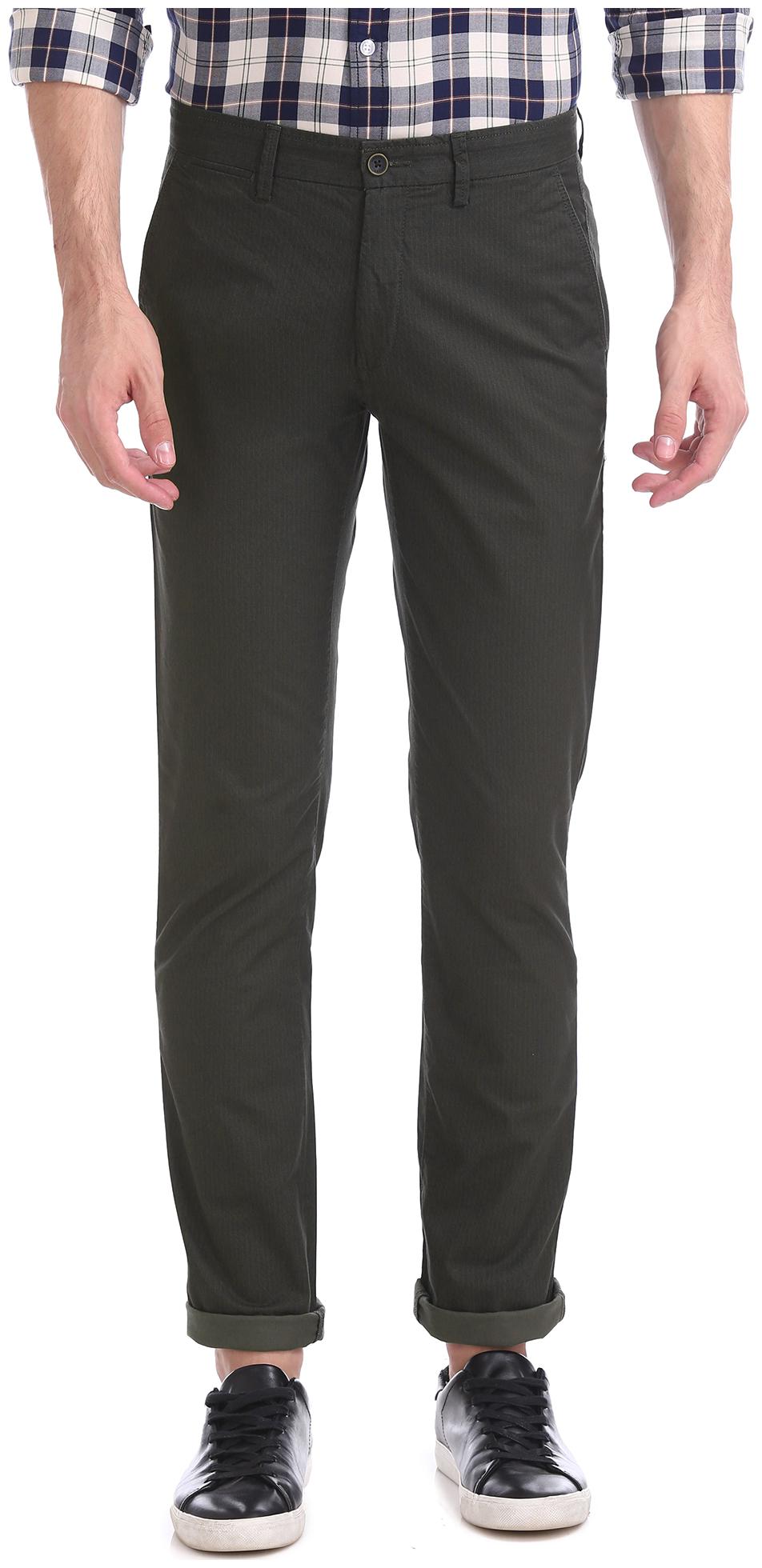 

Arrow Men Black Textured Slim fit Regular trousers