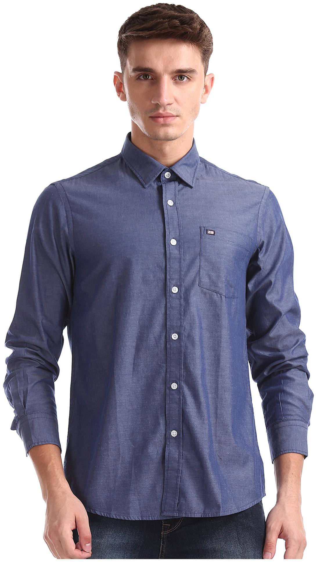 

Arrow Men Blue Solid Slim Fit Casual Shirt