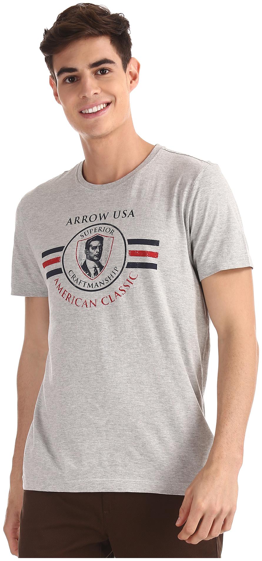 

Arrow Men Grey Regular fit Cotton Round neck T-Shirt - Pack Of 1