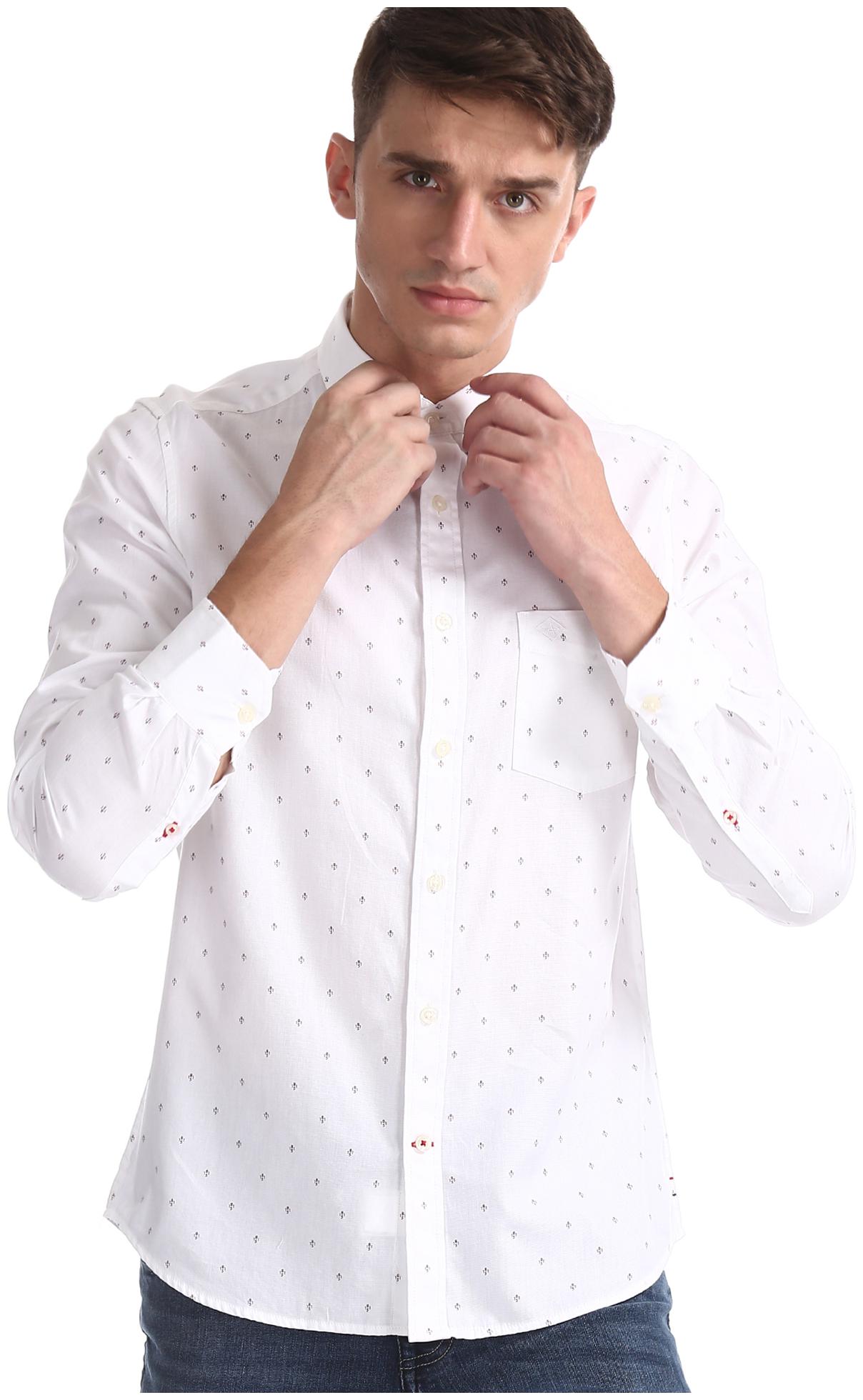 

Arrow Men White Printed Slim Fit Casual Shirt
