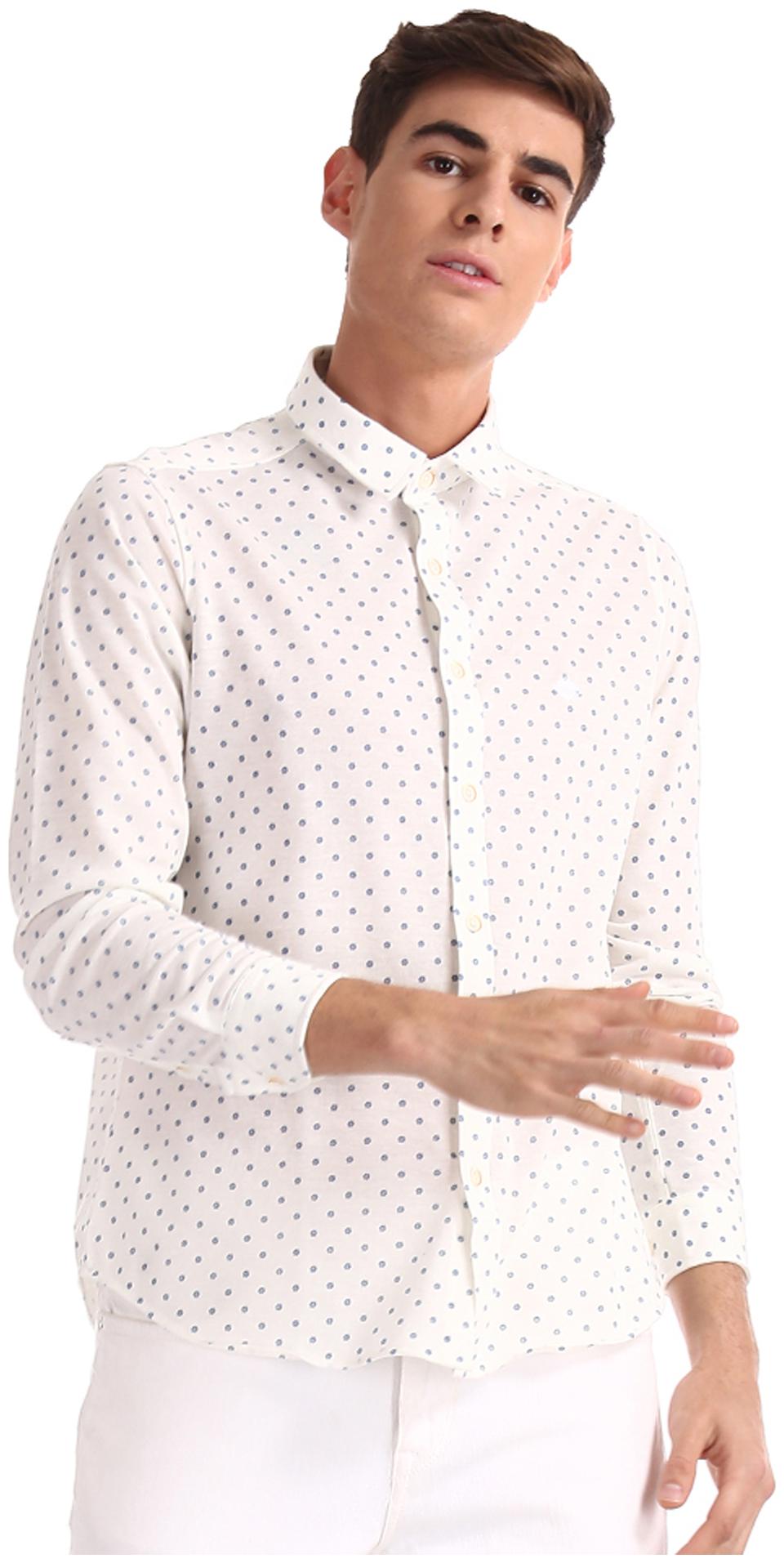 

Arrow Men White Printed Slim Fit Casual Shirt