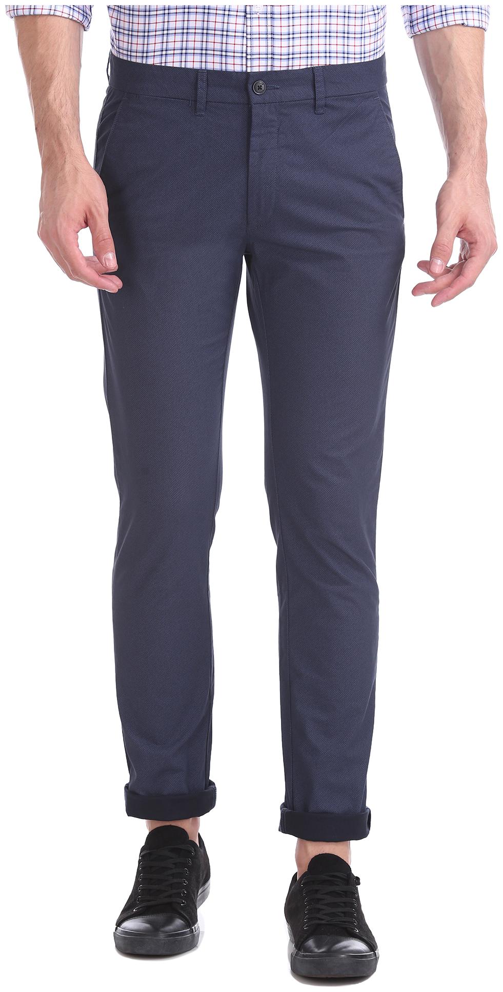 

Arrow Men Blue Textured Slim fit Regular trousers