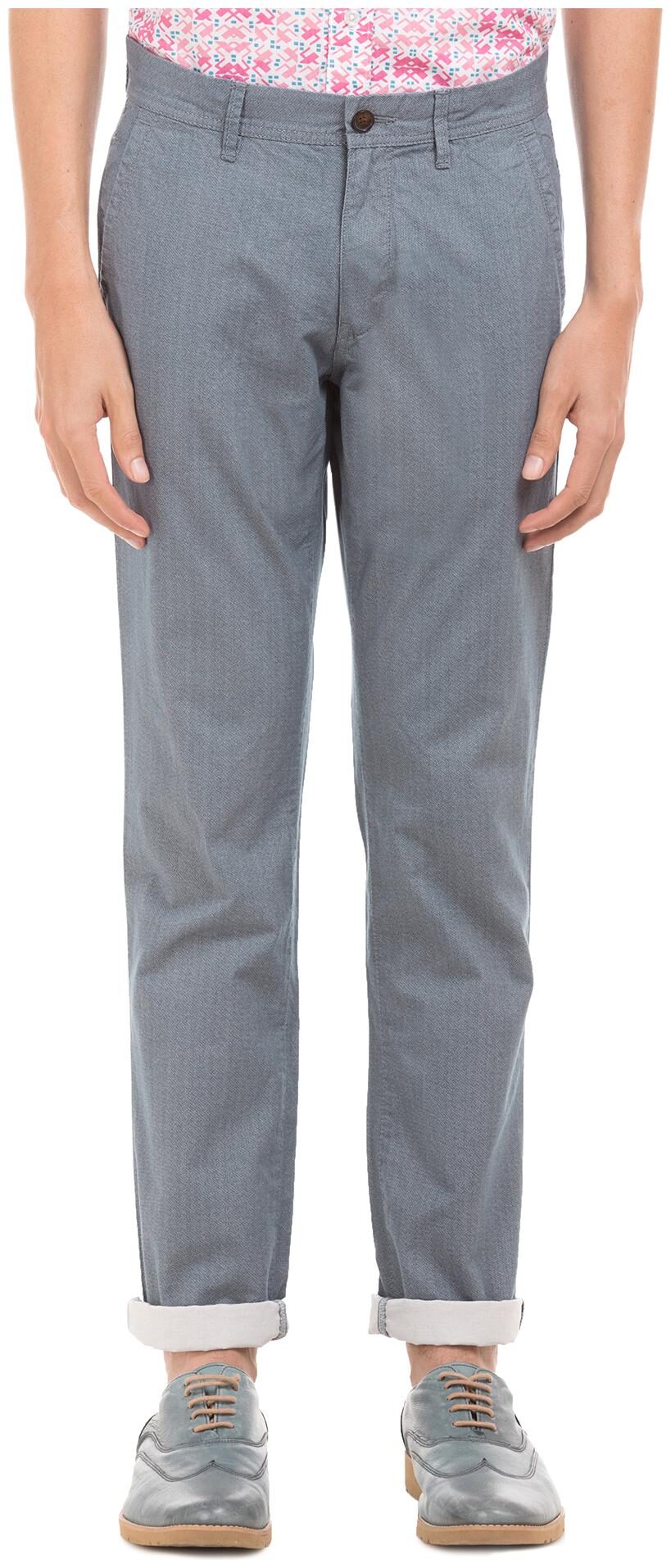 

Arrow Men Grey Printed Slim fit Regular trousers