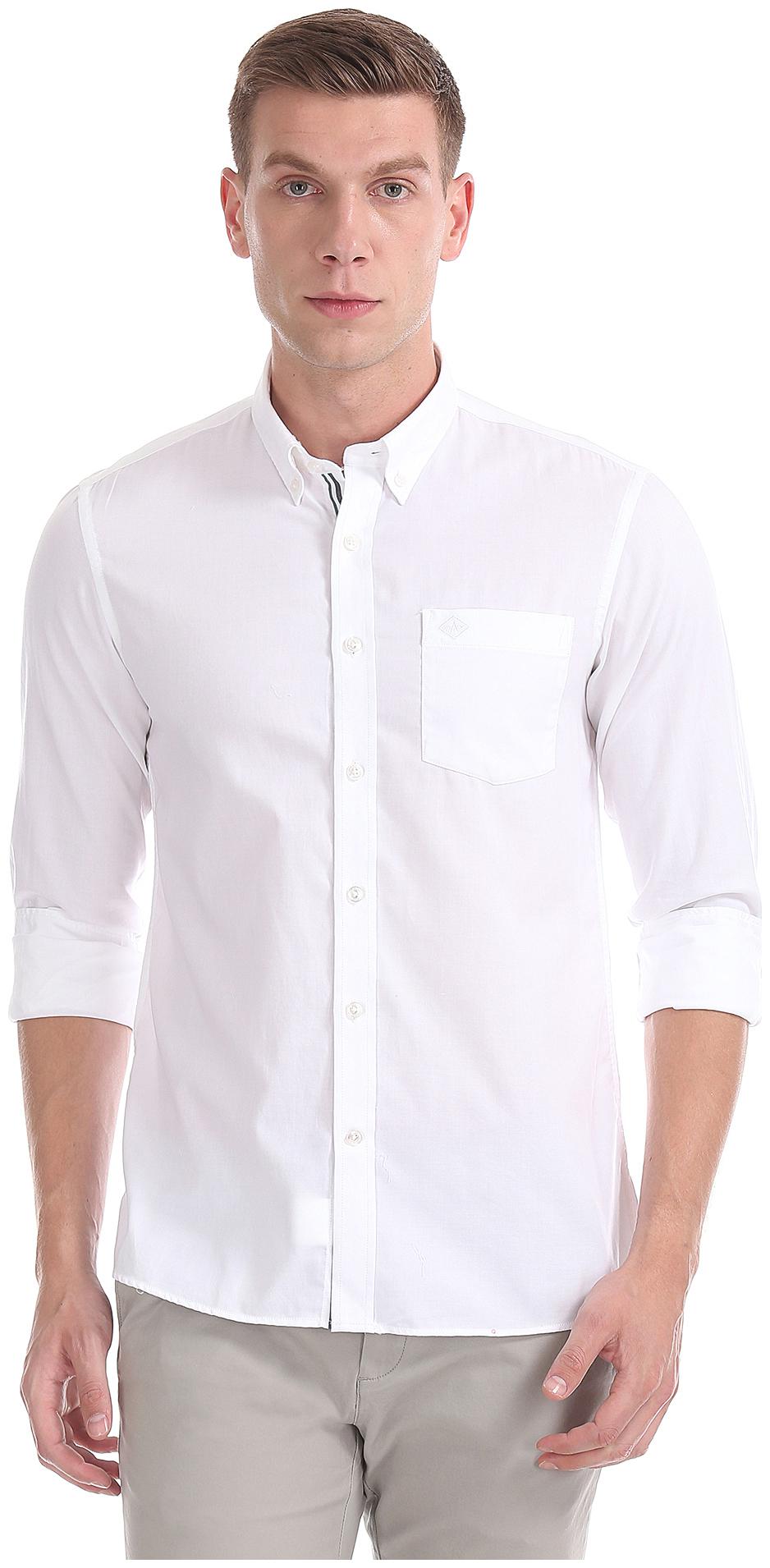 

Arrow Men White Solid Slim Fit Casual Shirt