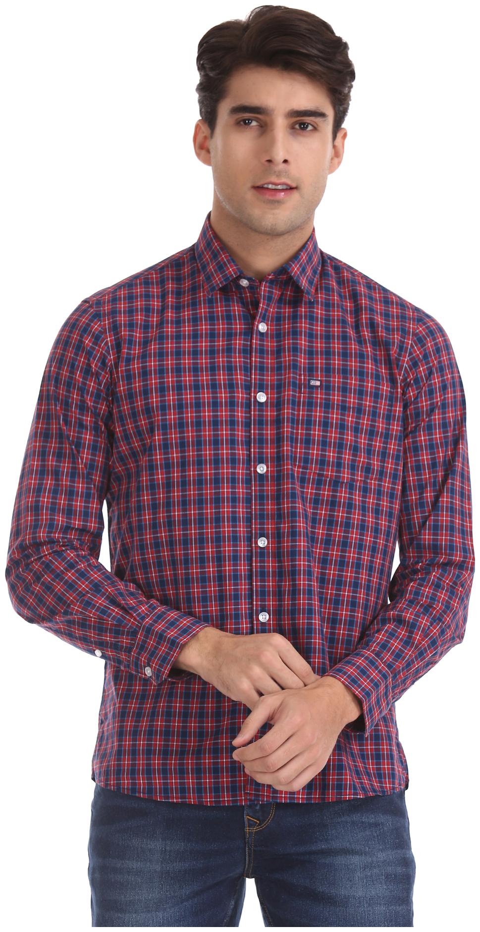 

Arrow Men Red Blue Checked Slim Fit Casual Shirt