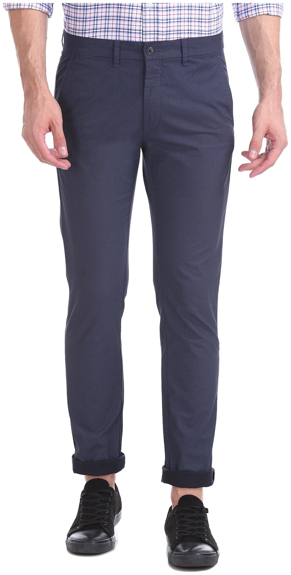 

Arrow Men Blue Textured Slim fit Regular trousers
