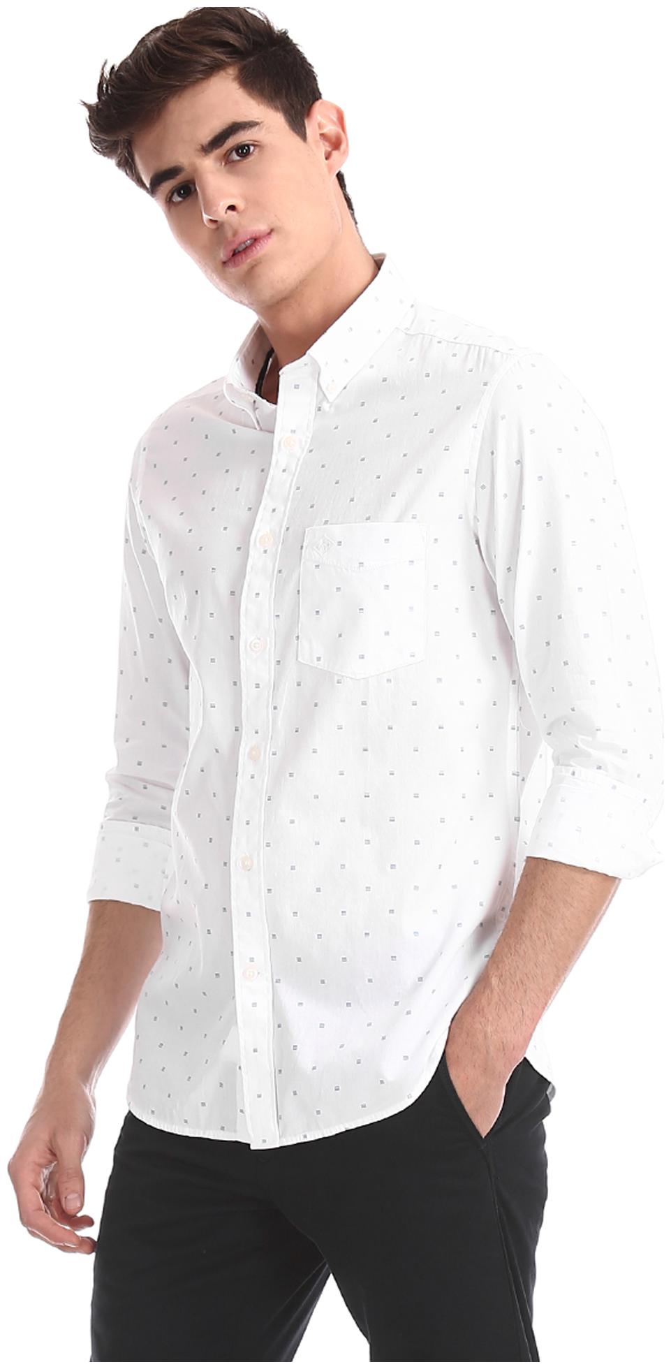 

Arrow Men White Printed Slim Fit Casual Shirt