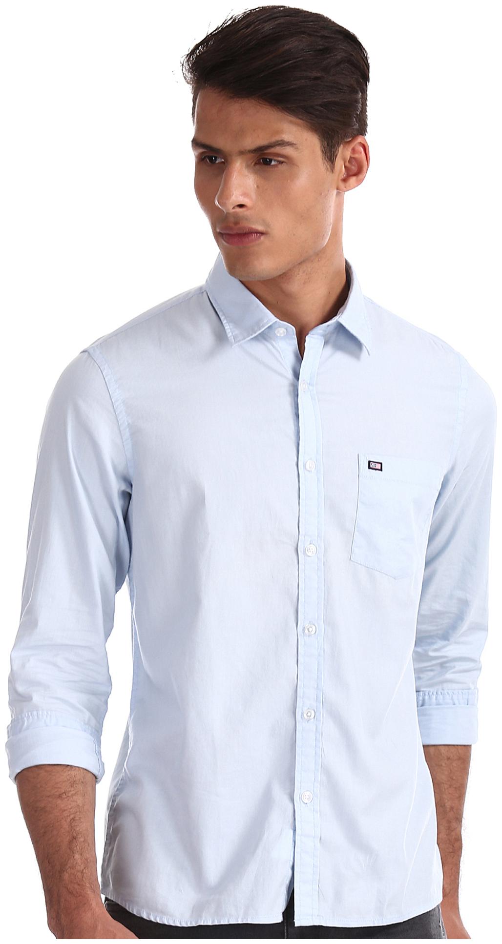 

Arrow Men Blue Solid Slim Fit Casual Shirt
